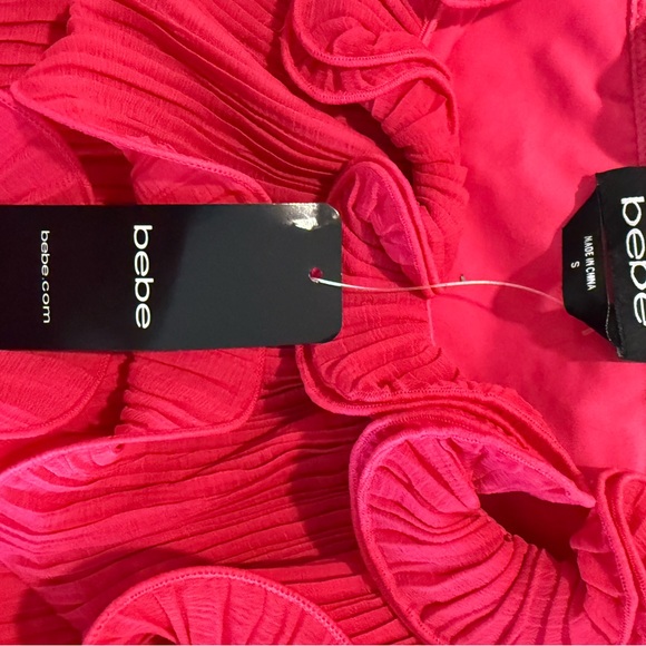 Bebe Fuchsia Ruffle shirt. NWT size S - Picture 2 of 3